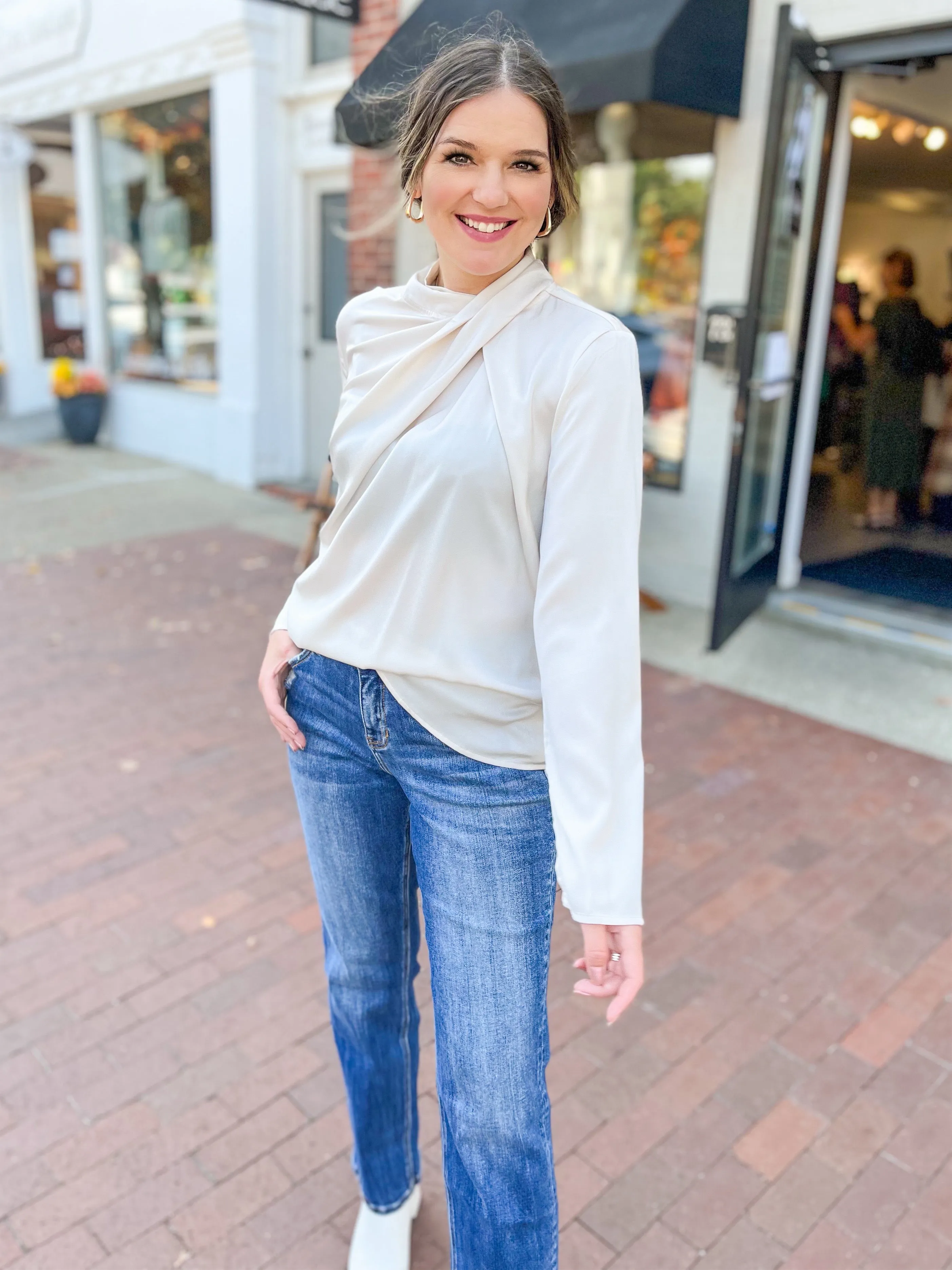 Satin Cross Front Blouse