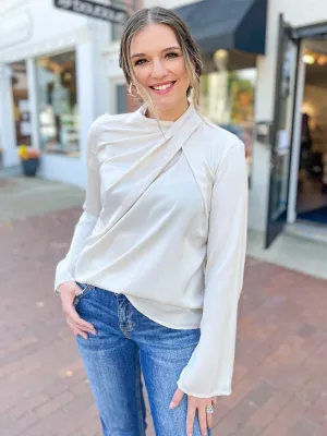 Satin Cross Front Blouse
