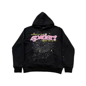 Sp5der PINK V2 Hoodie Black