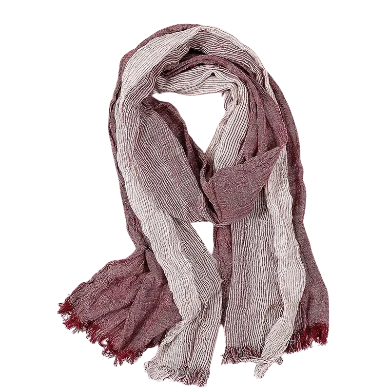 Striped Cotton & Linen Fashion Scarf – Lightweight & Stylish