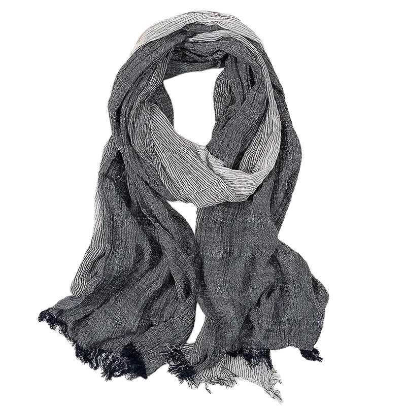Striped Cotton & Linen Fashion Scarf – Lightweight & Stylish