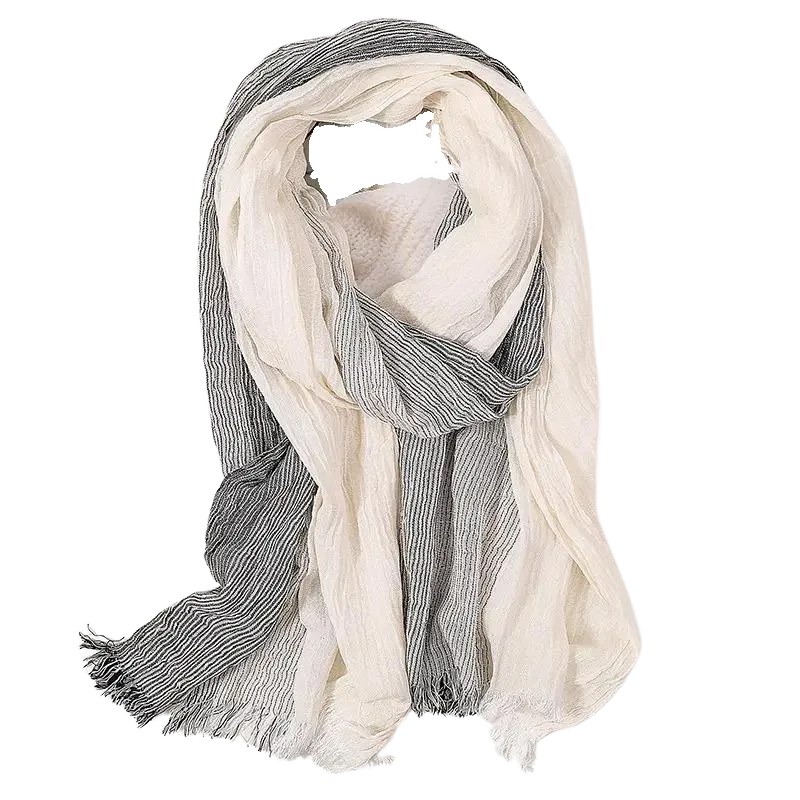 Striped Cotton & Linen Fashion Scarf – Lightweight & Stylish