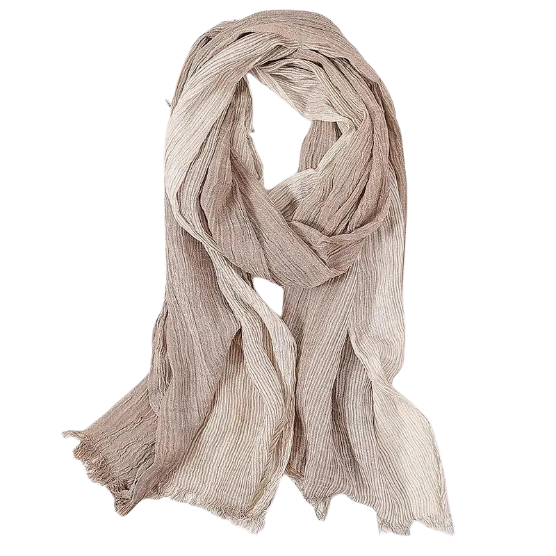 Striped Cotton & Linen Fashion Scarf – Lightweight & Stylish