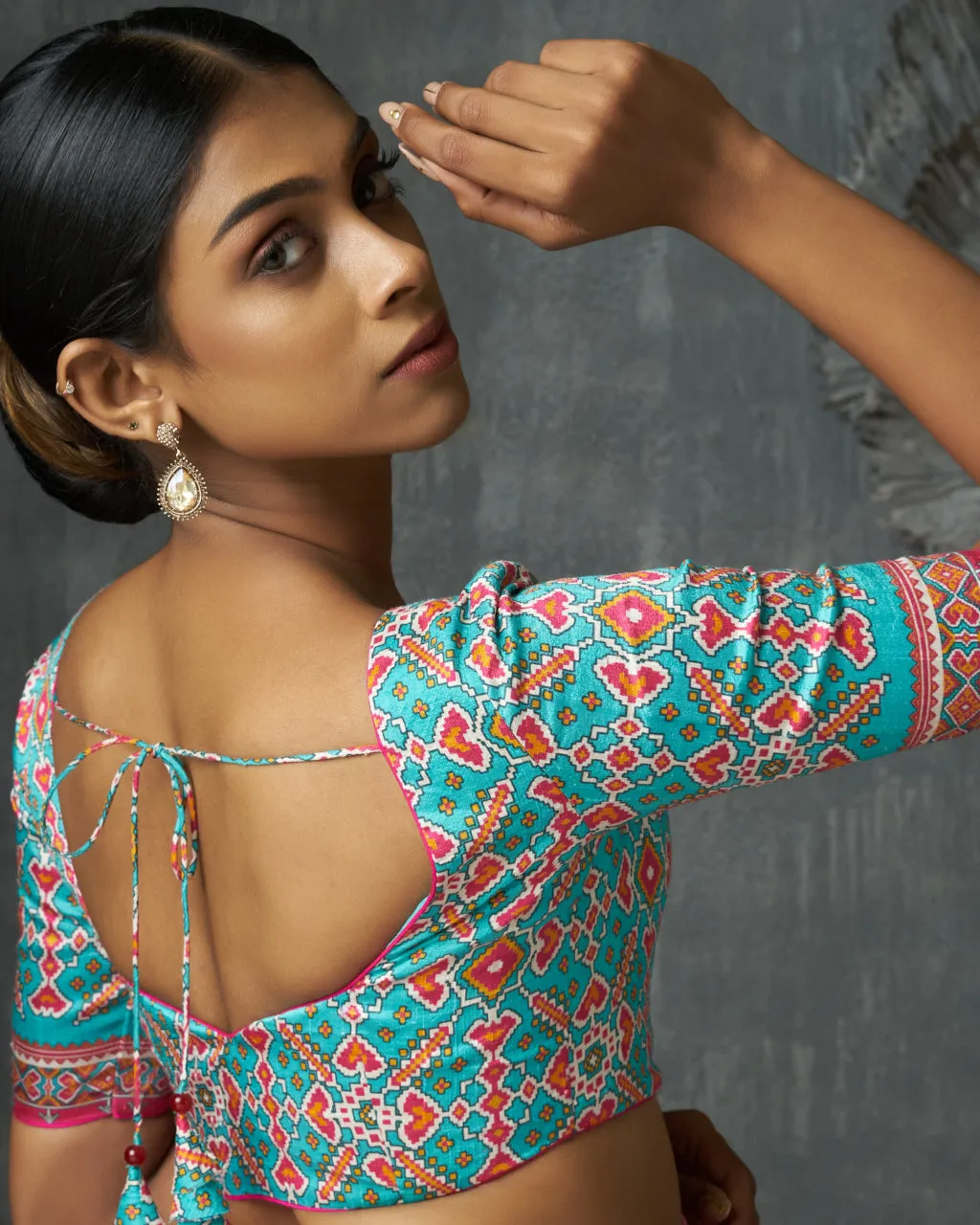 Turquoise Patola Raw Silk Blouse