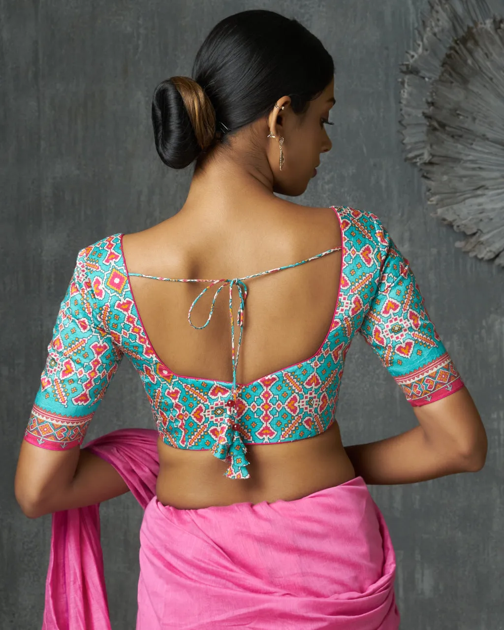 Turquoise Patola Raw Silk Blouse