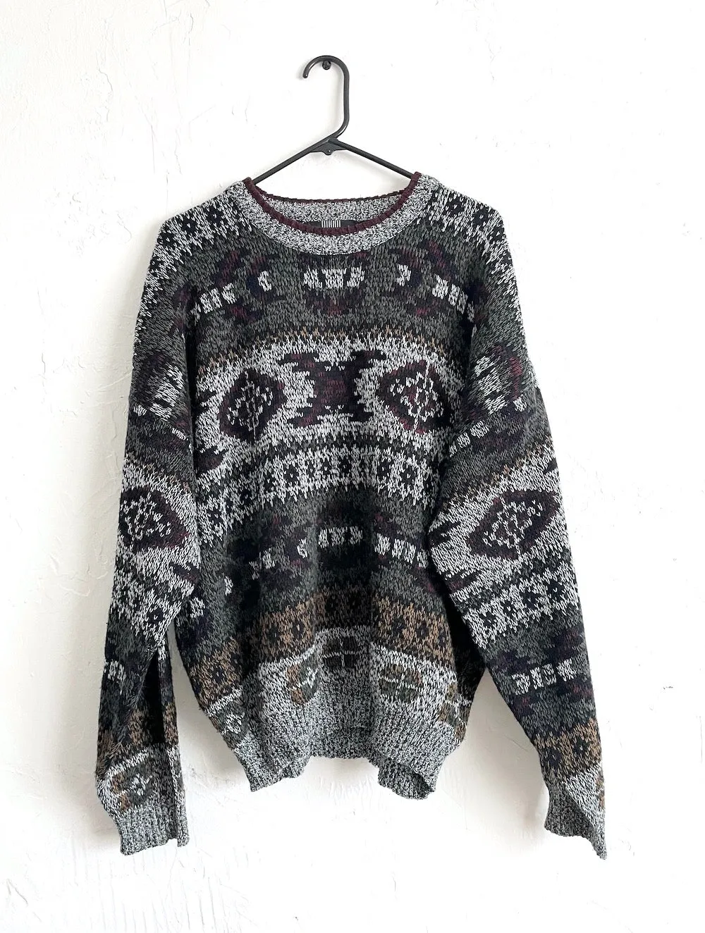 Vintage 80s Cozy Oversized Abstract Print Sweater