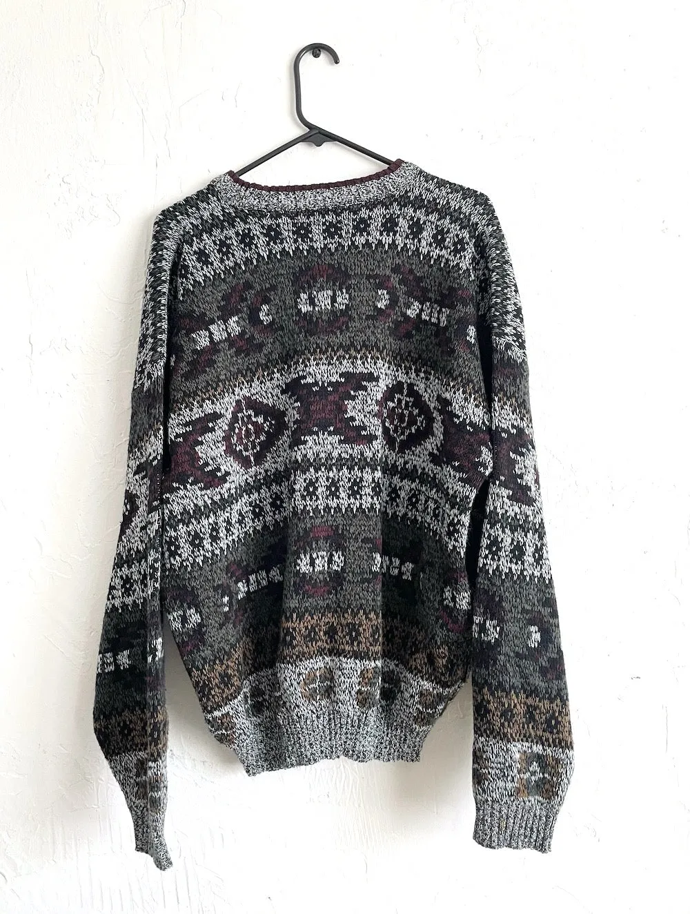 Vintage 80s Cozy Oversized Abstract Print Sweater