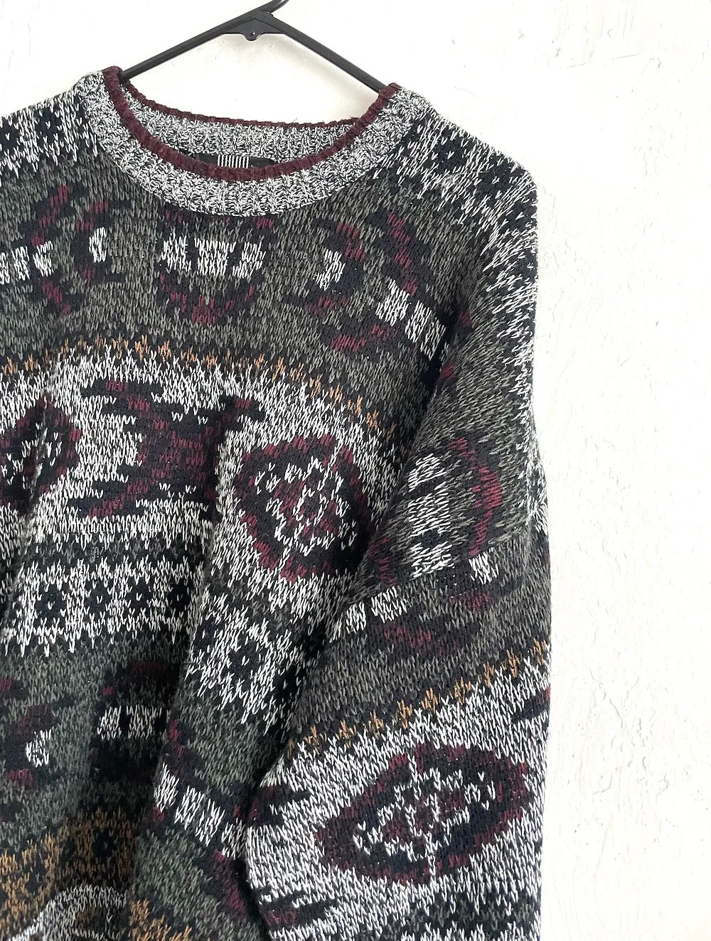 Vintage 80s Cozy Oversized Abstract Print Sweater